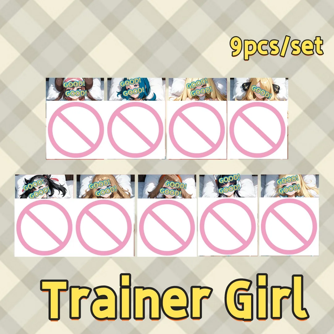 9pcs/set Trainer Girl Misty May Cynthia Diy Folding Flash Card ACG Goddess Story Elesa Marnie Lana Anime Game Collection Card