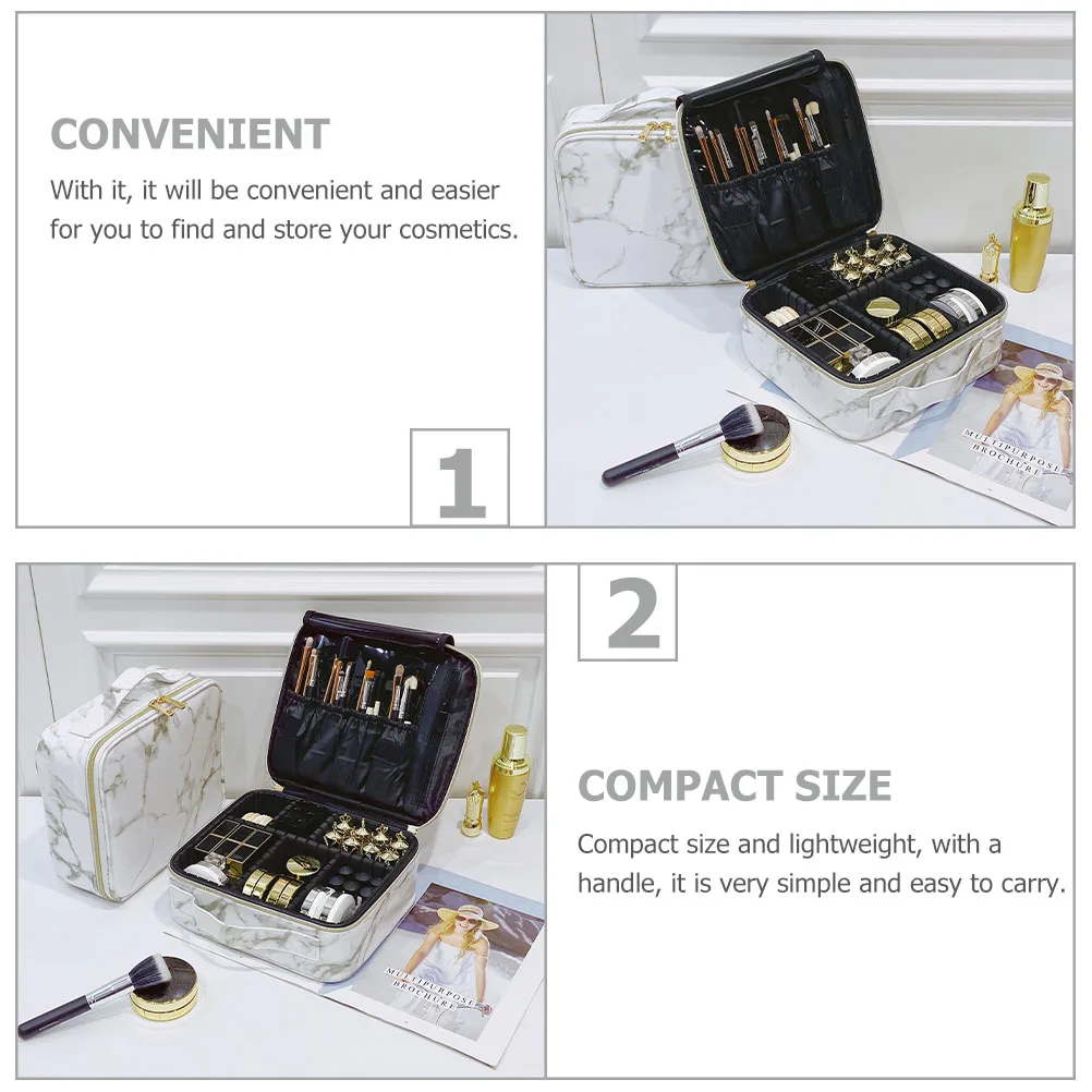 1Pcs Marble Pattern Bag Premium Polyester PU Makeup Pouch Lightweight Waterproof Travel Storage for Women Portable