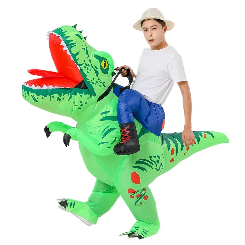 EE01 هالوين الكبار الاطفال نفخ تي ريكس ديناصور زي البدلة تأثيري مضحك الهواء تفجير الدعاوى كرنفال عيد الميلاد موضوع P & 0Ww
