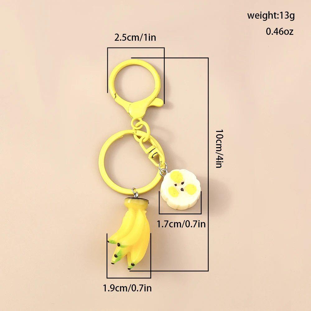 Niedlicher Mandarinen-Bananen-Schlüsselanhänger für Autoschlüssel, Souvenir, Geschenke, Damen, Herren, Handtasche, hängende Schlüsselanhänger, Zubehör, DIY-Schmuckzubehör – Detail 6