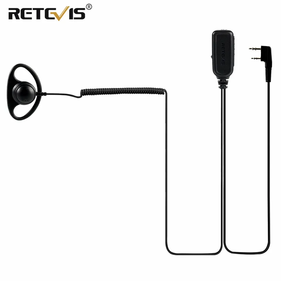 Retevis EEK017 2Pin Earpiece VOX/PTT Switch D-Shape Headset for Baofeng UV 5R Retevis RB618 H777 RT622 RT81 RT3S Walkie Talkie