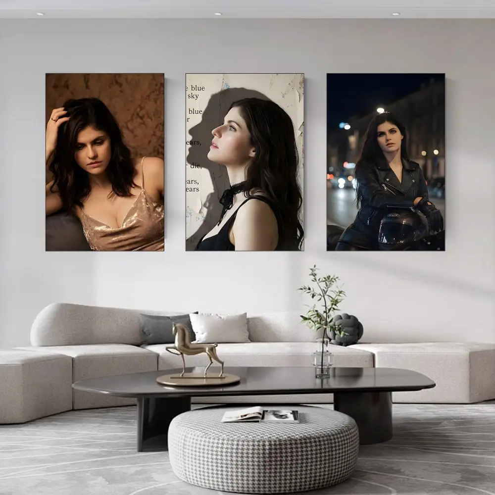 Alexandra Daddario Colored Inkjet Paints Decorative Wall Home Party Decoration Festival Gifts Synthetic Canvas No frame