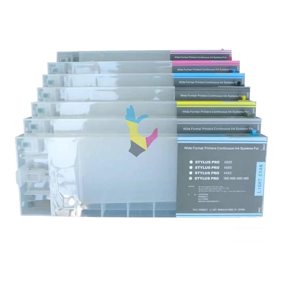 4colors / set for Epson stylus pro 4400 4450 Refillable Ink Cartridge with chip