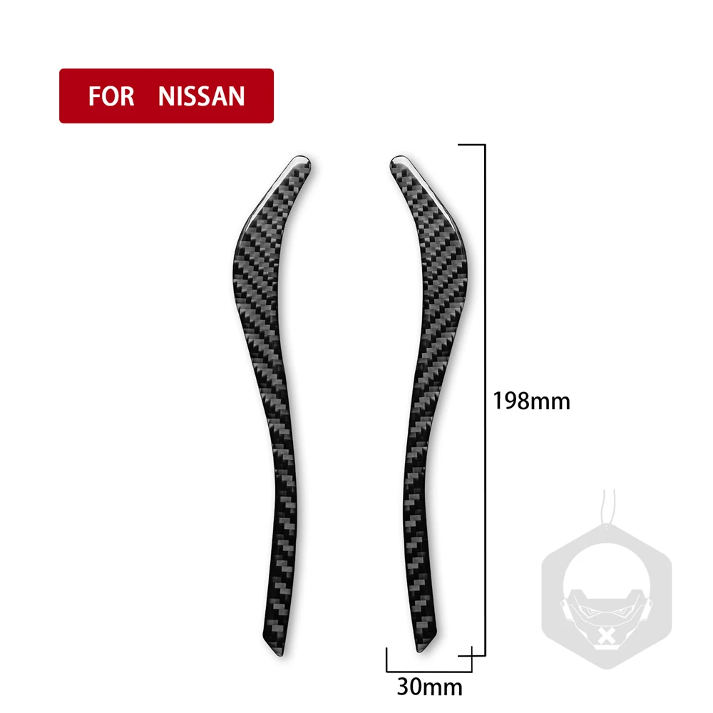 2Pcs For Nissan X-Trail Rogue 2014-2021 Car Steering Wheel Decorative Strip Carbon Fiber Trim Sticker Interior Accessories