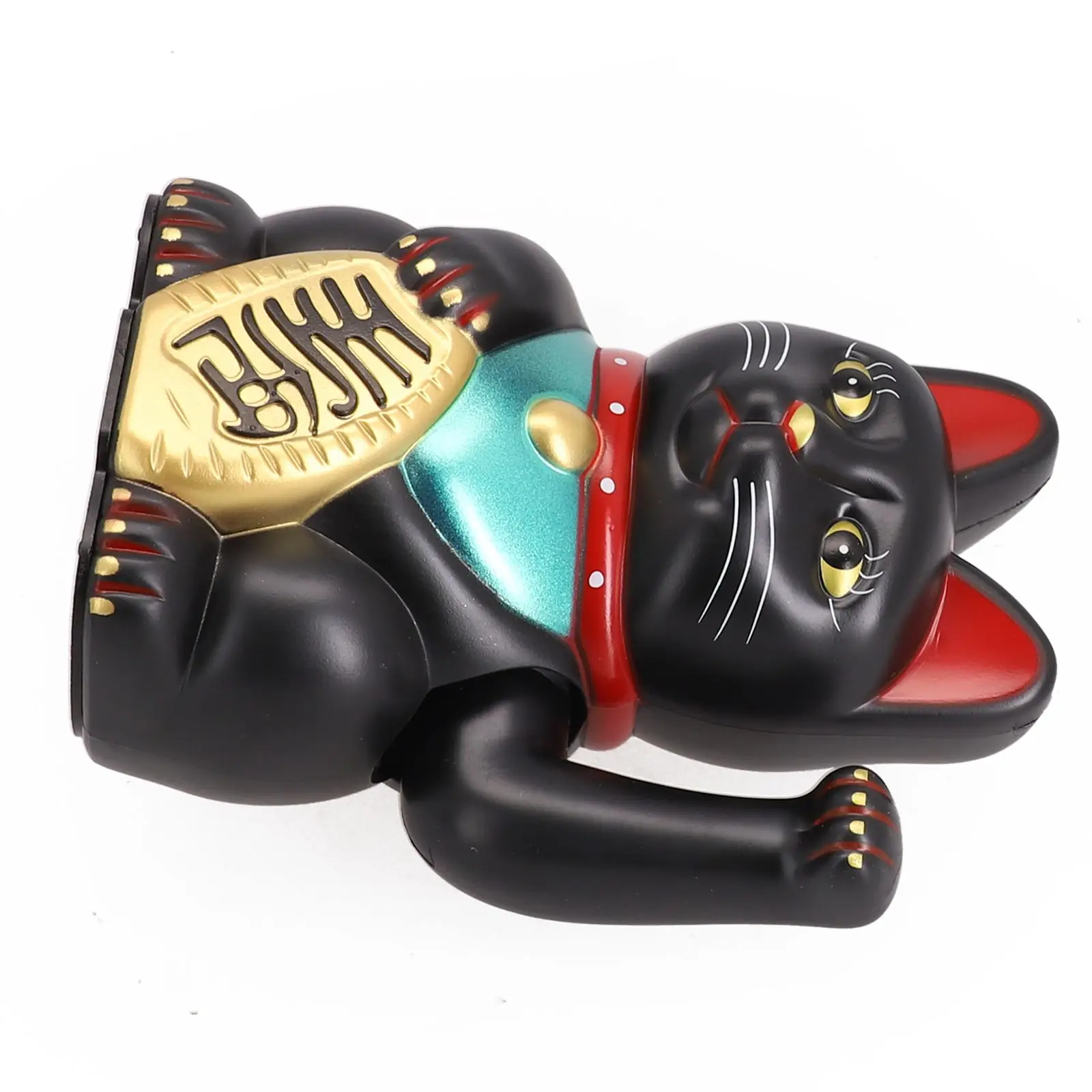 Lucky Cat Figurine with Battery Powered Arm Motion 6 Inch for Shop Counter Display Home Office Car Interior and Decorative Use