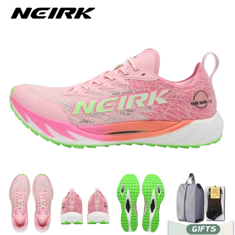 NEIRK الرجال والنساء لوحة الكربون وسادة هوائية الاحذية تنفس خفيفة الوزن ماراثون رياضية عدم الانزلاق أحذية رياضية مرنة