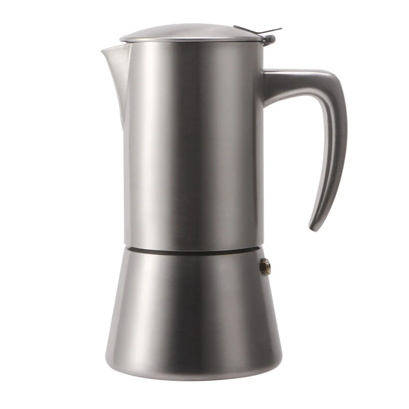 Customized Italian Moka Pot Modern Stainless Steel Double Valve Espresso Maker with Handle Large Capacity