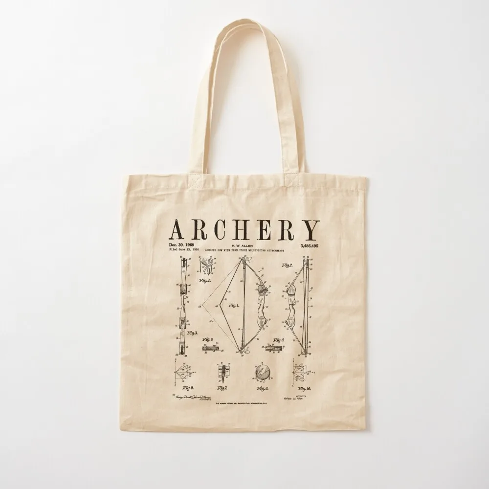 Archery Compound Bow Old Vintage Patent Drawing Print Tote Bag