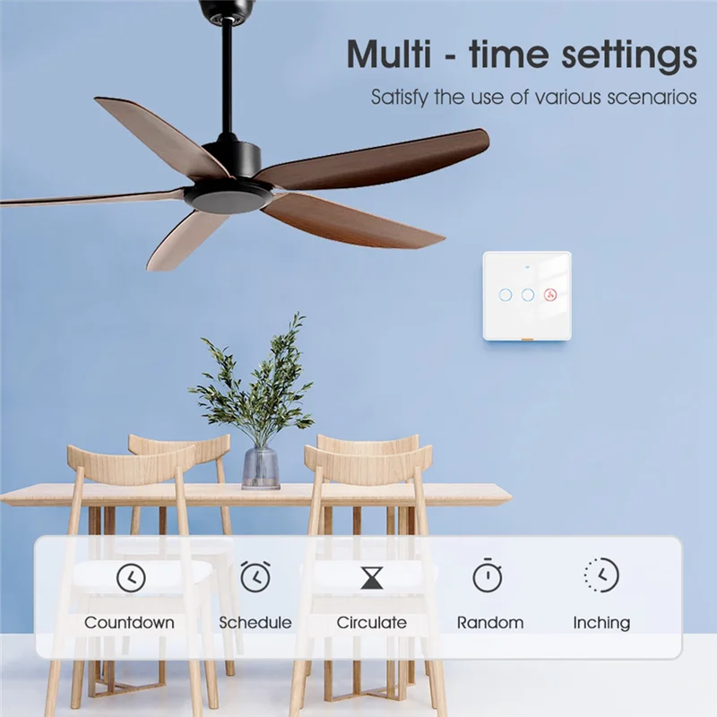 AD24 صوت توقيت مفتاح ذكي مروحة ضوء 2-Way RF433 التحكم عن بعد جدار اللمس التبديل تويا التطبيق الذكي أ