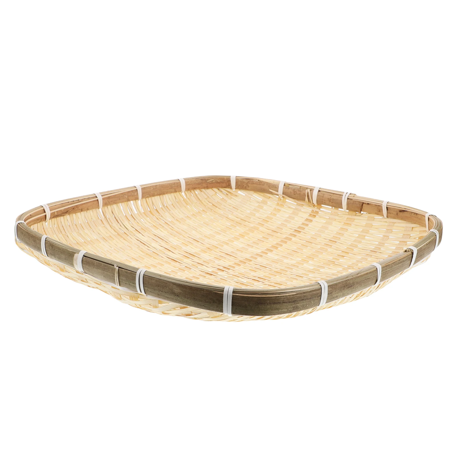 

Bamboo Woven Tray Handmade Basket Bread Baskets Vegetable Fruit Trays Serving Food Sturdy Bamboo Durability Stylish