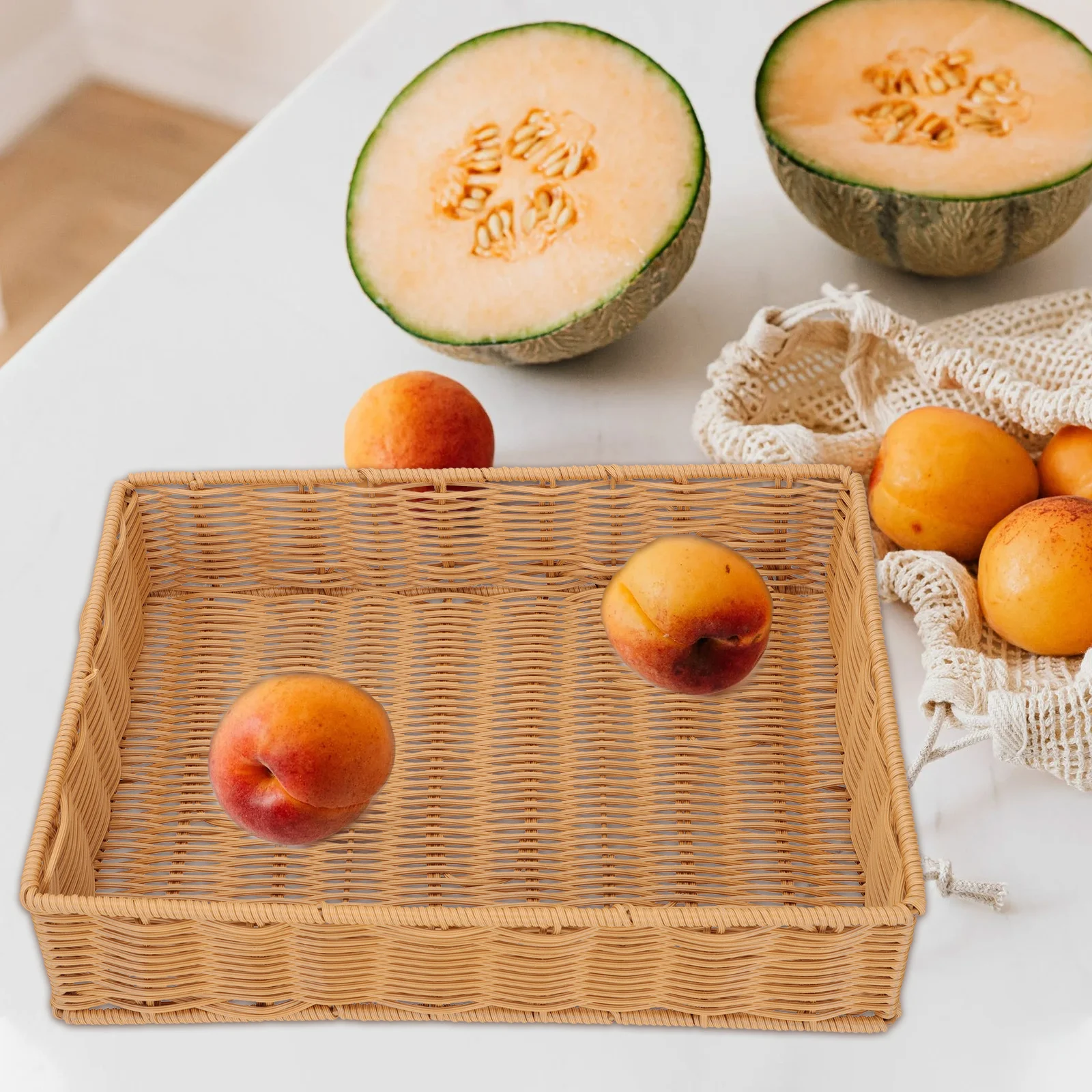 

1pc Woven Baskets Household Storage Container Creative Woven Basket Bread Display Fruit Basket Household Vase Container Packing
