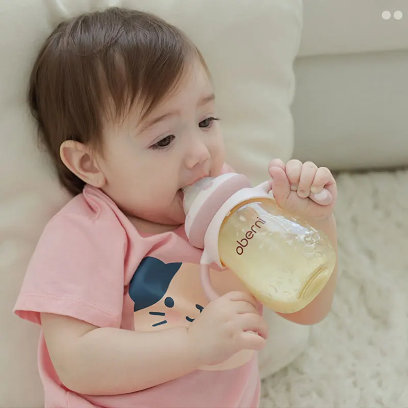 PPSU Baby Bottle Newborn Wide-Caliber Feeding Bottle Anti Fall Milk Bottle with Cross Nipple Nursing Bottle For Baby 6 Months+