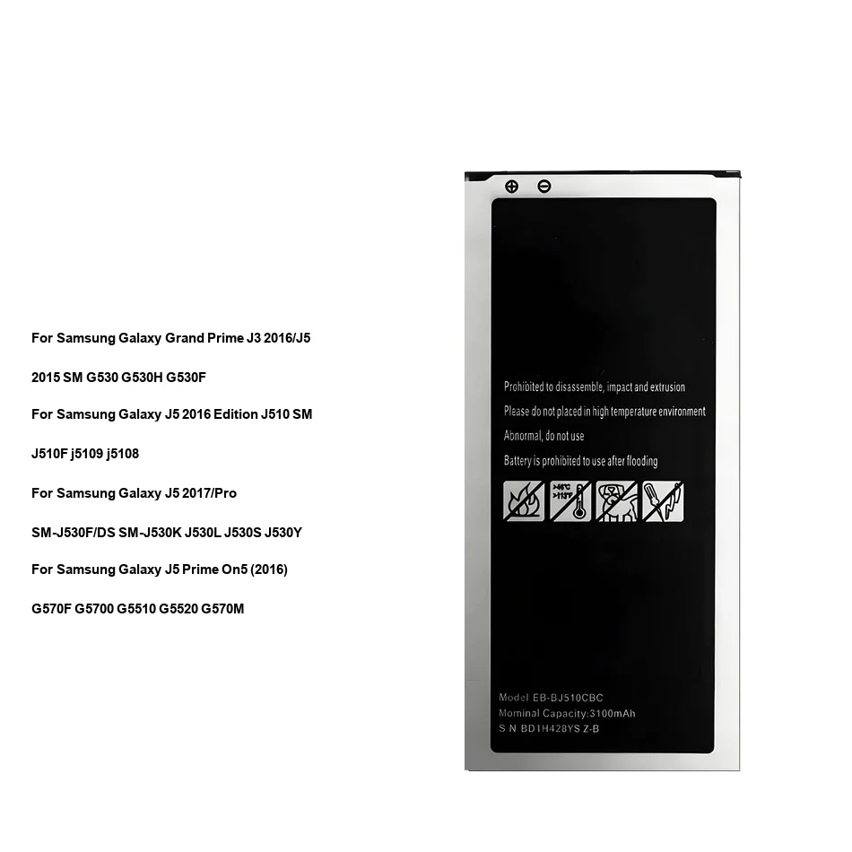EB-BG570ABE / EB-BG57CABE EB-BJ510CBC EB-BJ530ABE Battery For Samsung Galaxy Grand For Prime J5 For Prime 2016 2015 Pro 2017