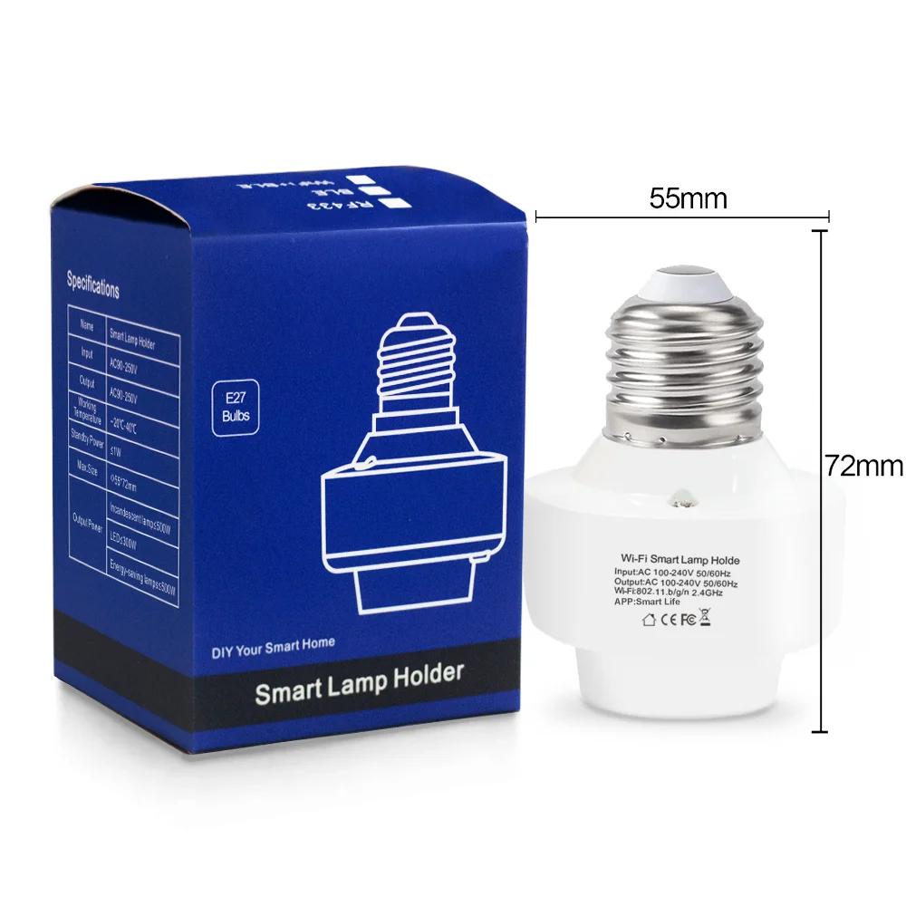 QIACHIP Tuya Smart E27 Presa Interruttore APP Il timer di controllo funziona con Smart Life Alexa Google Home AC 110V 220V Adattatore portalampada