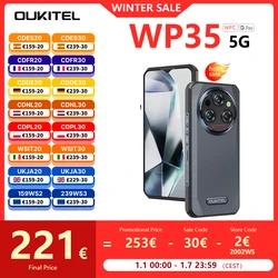 Oukitel-teléfono inteligente WP35 5G, dispositivo resistente, 6,6 pulgadas, 2,4 K, Dimensity MediaTek, 6100 + 24GB + 256GB, cámara de 64MP, Android 14, 11000 mAh