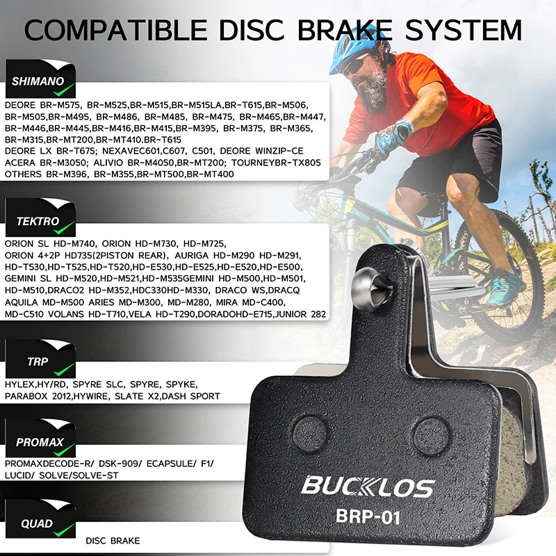 BUCKLOS Brake Pads Bicycle Hydraulic Disc Pads For SHIMANO B01S Mountain Road Bike Disk Brake Pads for SHIMANO MT200 Brake Part