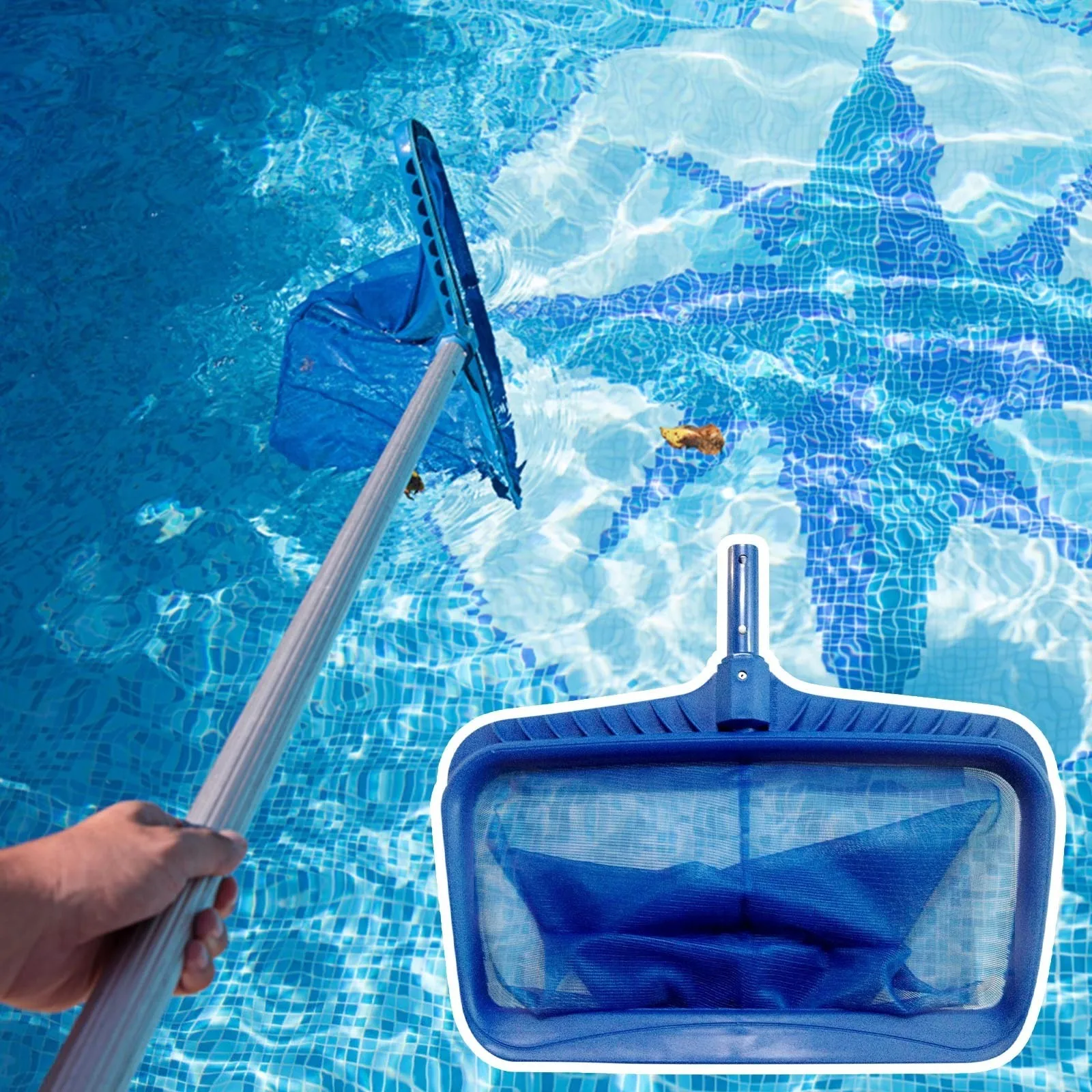 

Swimming Pool Cleaning Net Professional Leaf Rake Deep Bag Large Capacity Thickened Frame Pool Leaf Net Pool Accessories