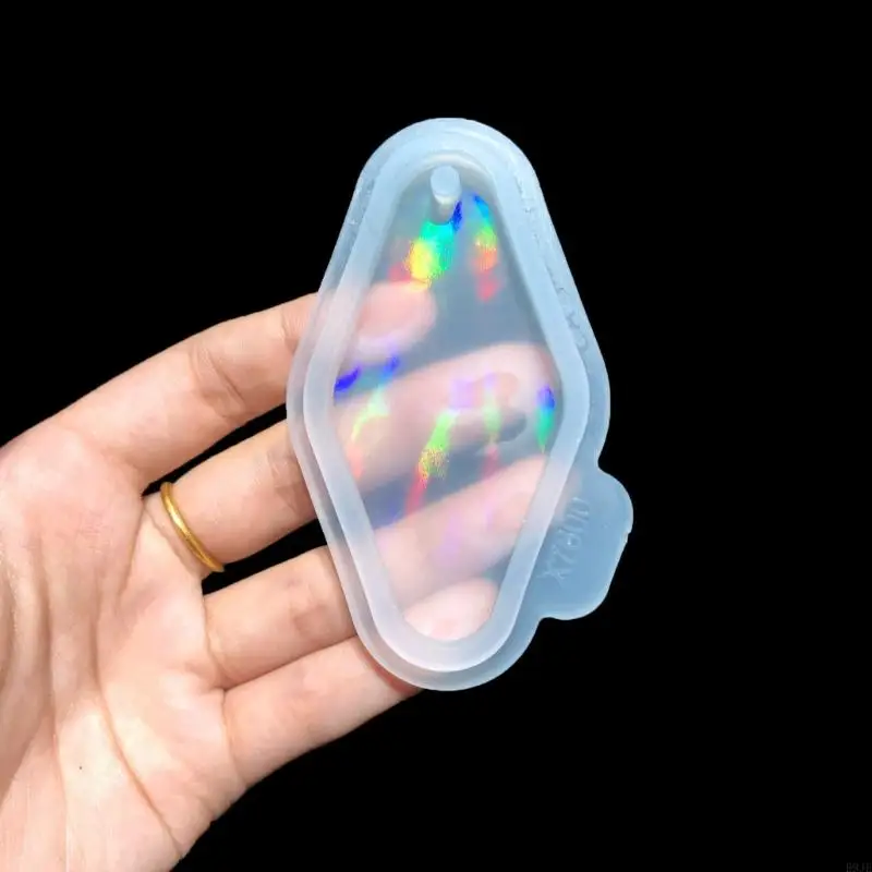 R9JE Holográfico Rhombus Keychain Silicone Keychain