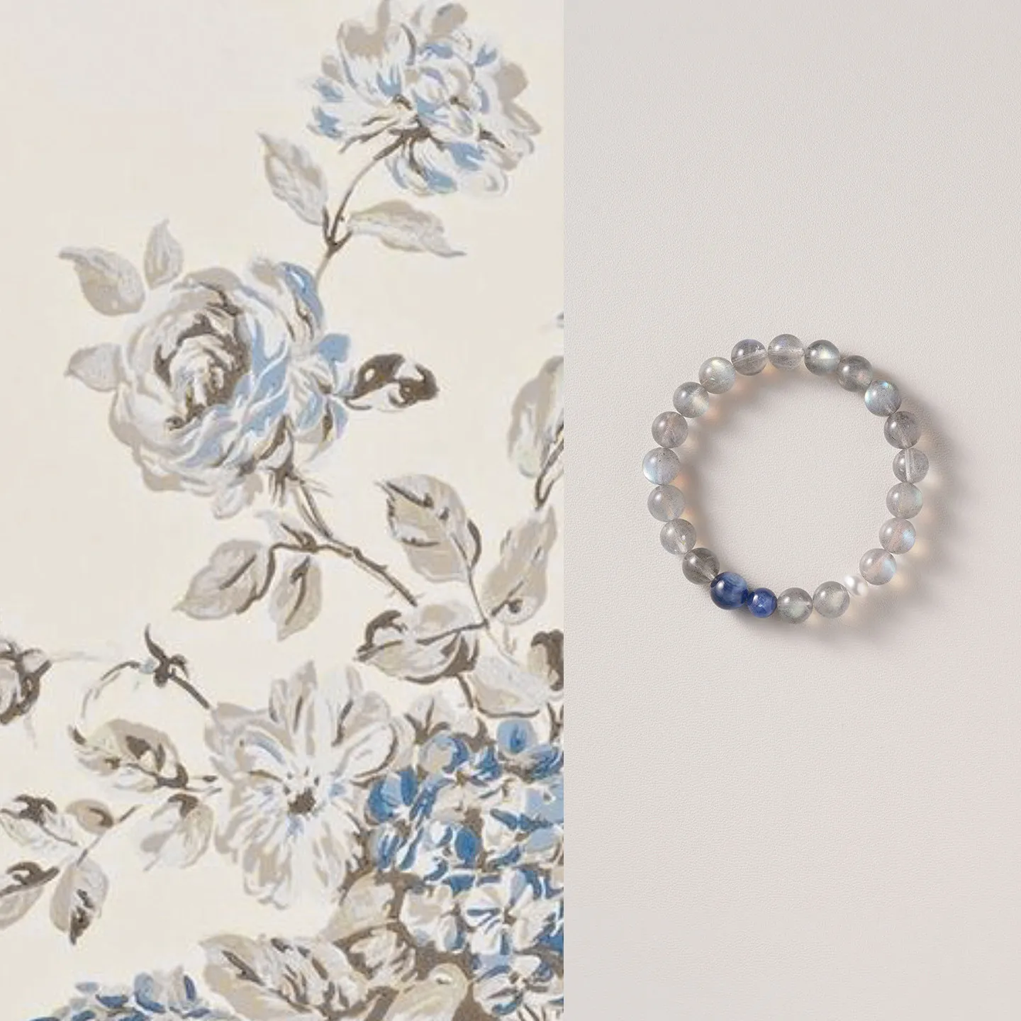 Natural Grey Moonlight Blue Crystal Bracelet for Women, Simple and Advanced, Emotionally Stable Beaded Bracelet