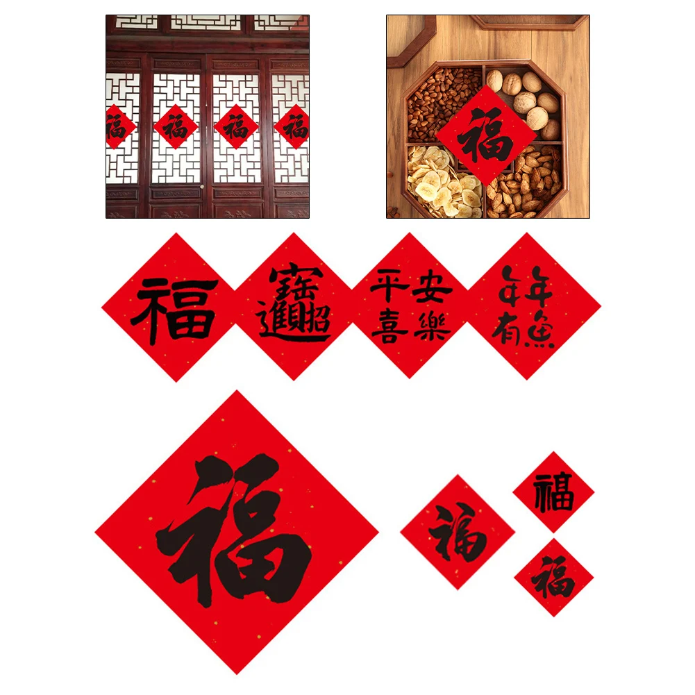 Spring Festival Decor Rice Paper Fu Variety Of Decoration Sizes Door Stickers Symbol Of Blessings Easy To Apply