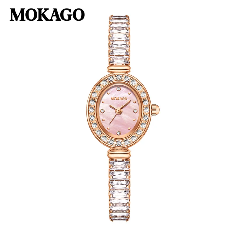 MOKAGO 8158 Fashion Woman's Quartz Wristwatch Luxury Bracelet Water Resistant Copper Strap Elegant Ladies Watches montre femme