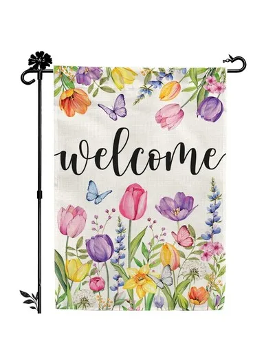 Tulip Welcome Spring Garden Flag 12x18 Inch Double-Sided, HHJ LLG