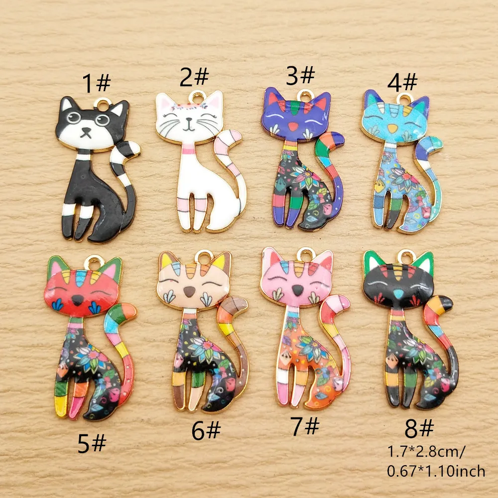 10pcs Cat Charm for DIY Jewellery Making Accessories