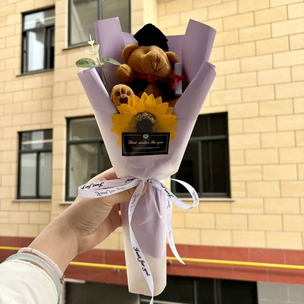 Bouquet Decoration Graduation Bear Bouquet Plush Bear Lovely Bear Plush Bouquet Cartoon Elegant Doctoral Bear Toy Birthday Party