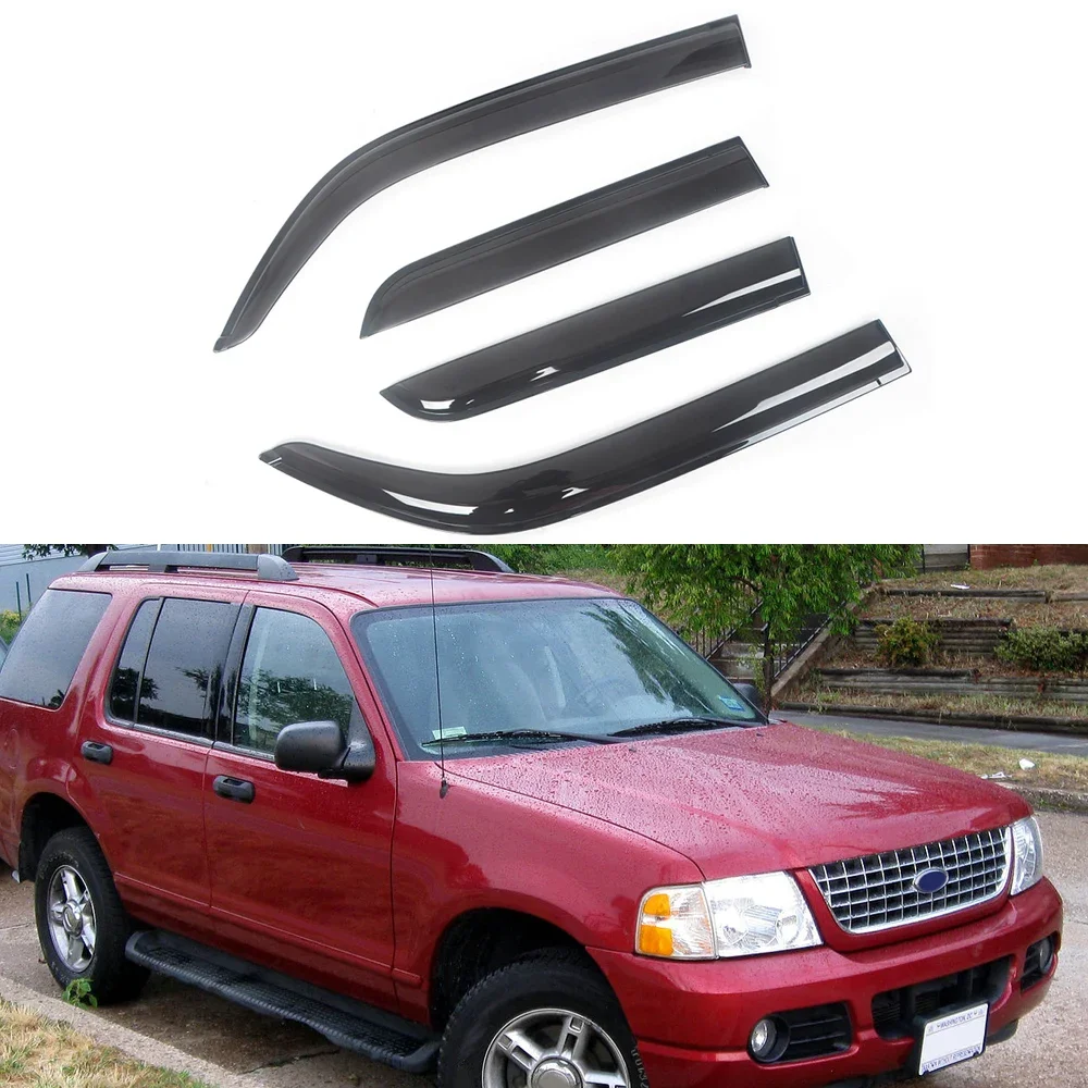 For Ford Explorer 2001-2023 Auto Side Window Wind Deflectors Visors Black Rain Guard Door Visor Vent Shades Dark Smoke Ventvisor