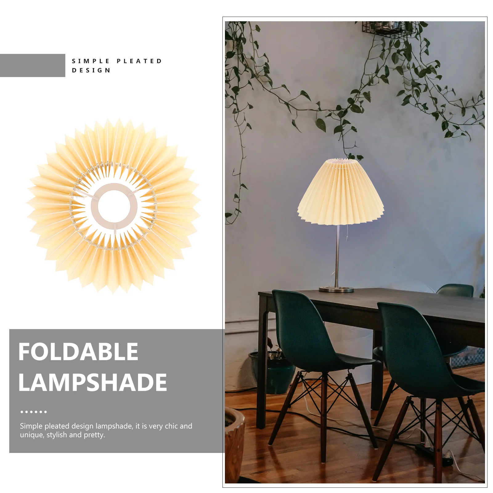 Pantalla plisada E27, enchufe, Color Beige, a prueba de polvo, ambiente cálido, dormitorio, sala de estar, fácil instalación, mesa artesanal de tela para quitar