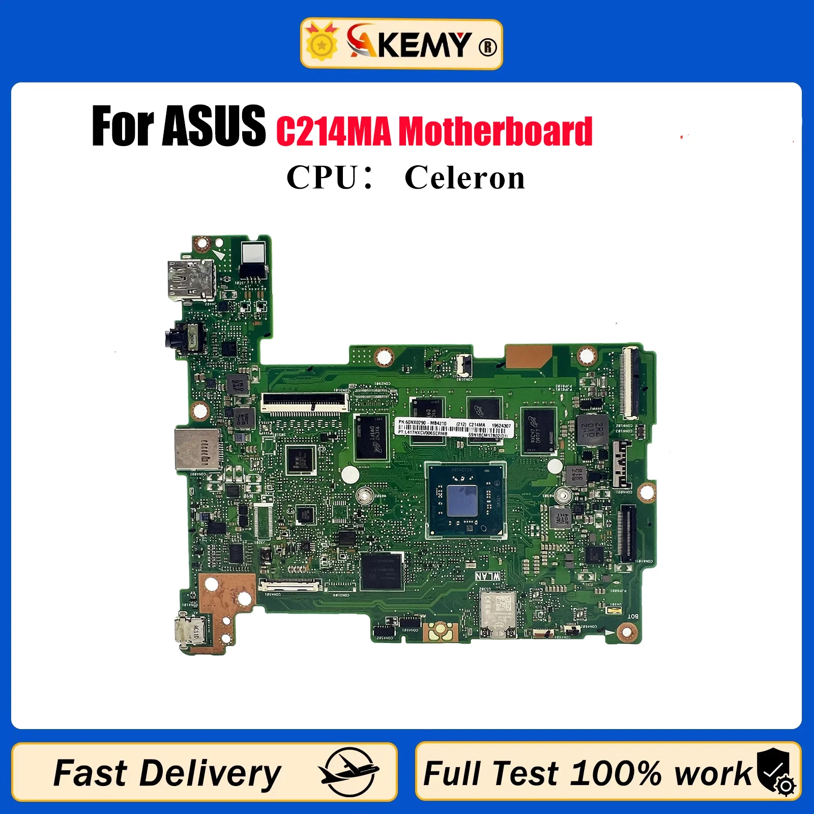 

C214MA Материнская плата для ноутбука ASUS Chromebook C214M C214MA Материнская плата для ноутбука с процессором Celeron 100% тестирование ОК быстрая доставка stk