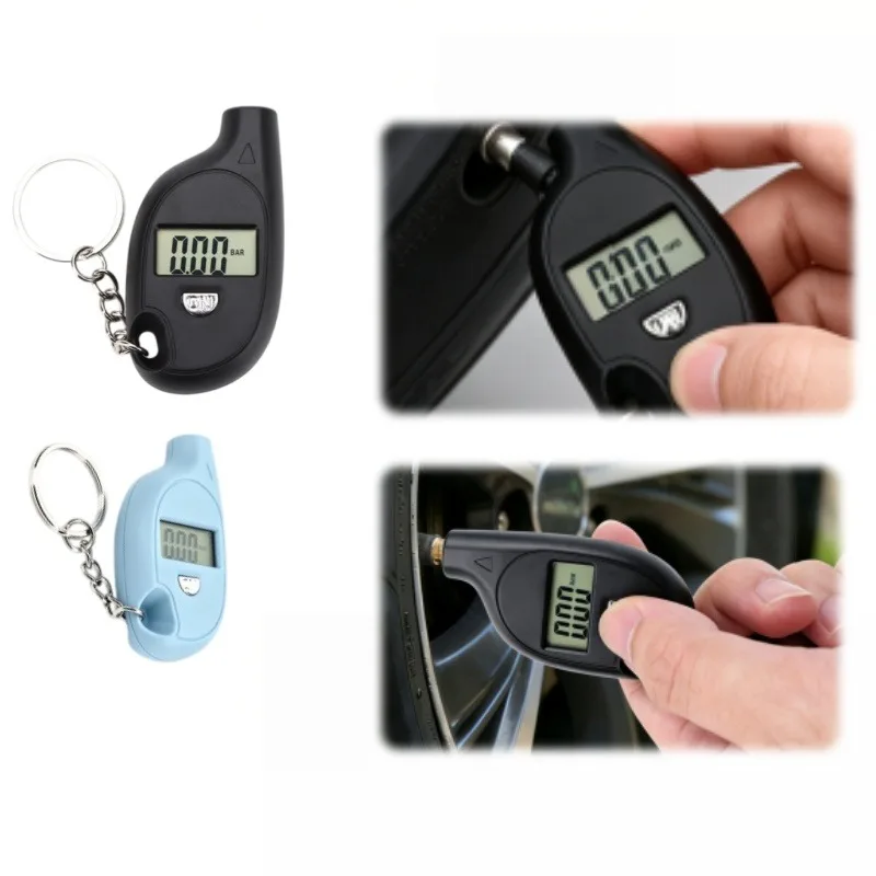 Mini Keychain Digital Tire Pressure Gauge LCD Display Tyre Air Pressure Tester Meter for Car Motorcycle Bicycle Auto Safety Tool