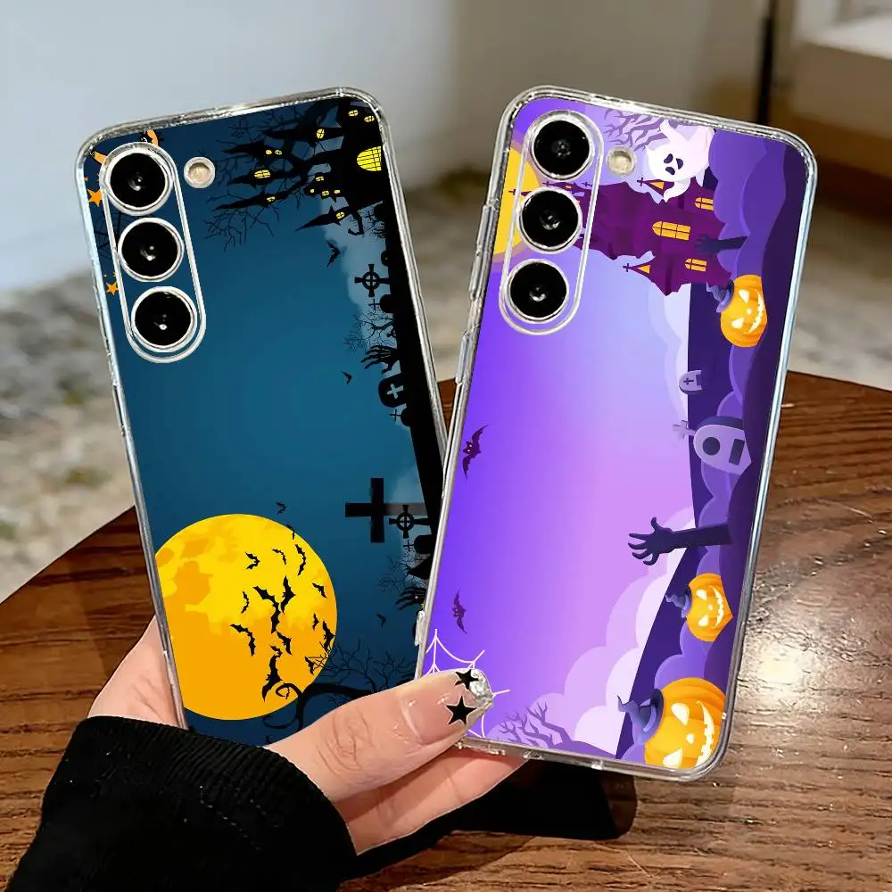 Cartoon Halloween Phone Case For Samsung S25,S24,S21,S22,S23,S30,Ultra,S20,Plus,Fe,Lite Transparent Cover