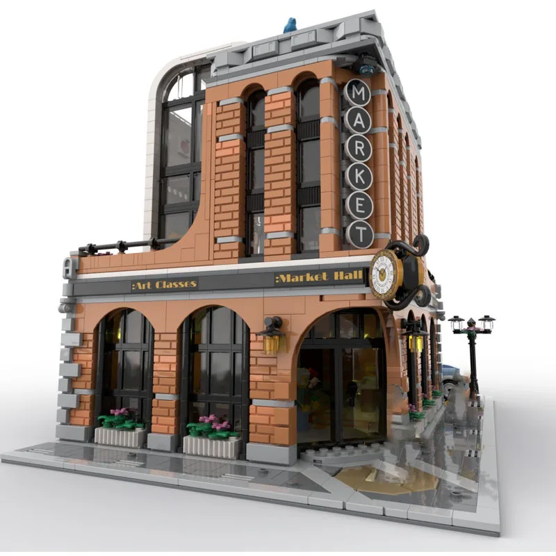 ตัวต่อ MOC-243145 อาคารตลาด บ้าน ตัวต่อขนาดเล็ก ชุดประกอบโมเดลอาคาร ซีรีส์สถาปัตยกรรมทิวทัศน์เมือง ของเล่น 3460 ชิ้น