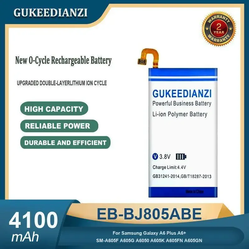 

High Capacity 4100mAh EB-BJ805ABE Mobile Phone Battery For Samsung Galaxy A6 Plus A6+ SM-A605F A605G A6050 A605K A605FN A605GN