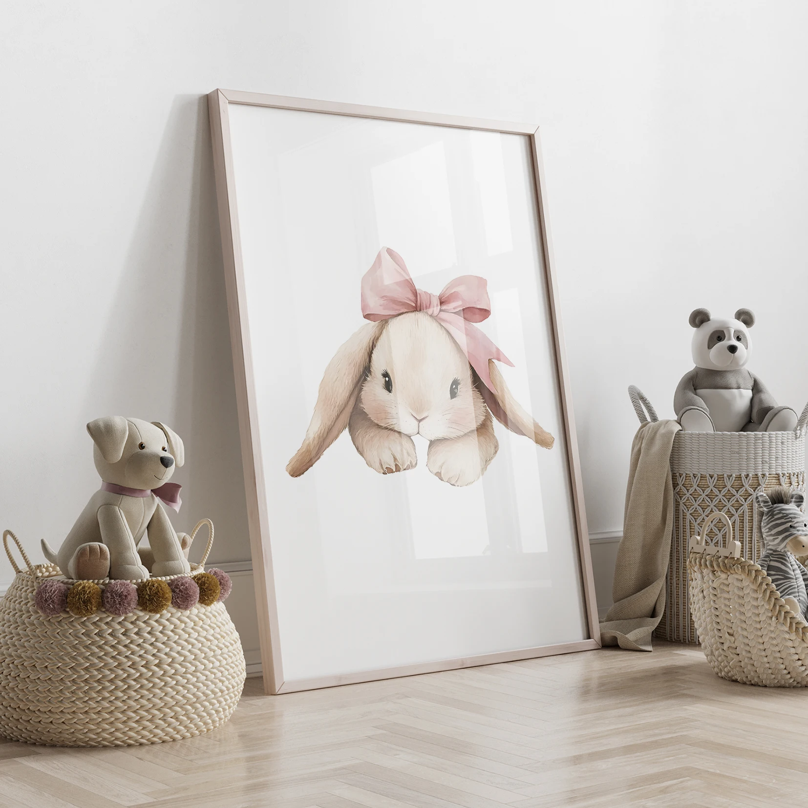 3pcs Personalized Name Bow Rabbit Wall Art Print Picture Canvas Poster Painting Living Room Children's  Home Decor image 4
