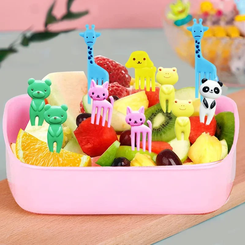 Animal Fruit Fork Set Cartoon Food Picks Snack Cake Dessert Food Stick Toothpick for Kids Bento Box Accessories Child Tableware