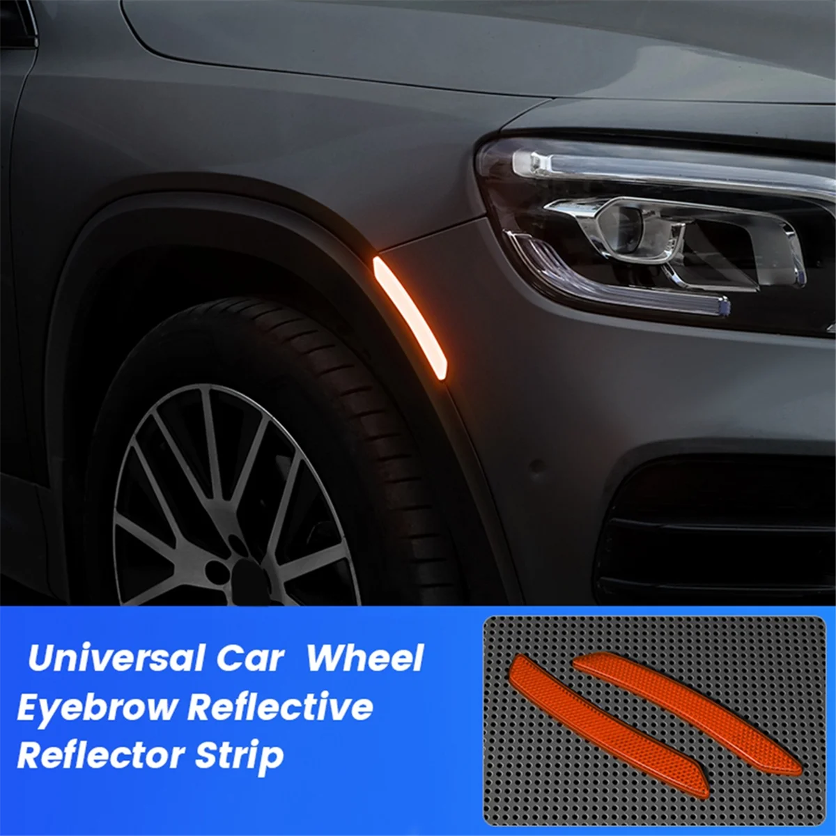 2Pc Car Wheel Eyebrow Reflective Sticker Trim Universal Car Reflector Strip-Safety Warning Tape Reflective Sticker C