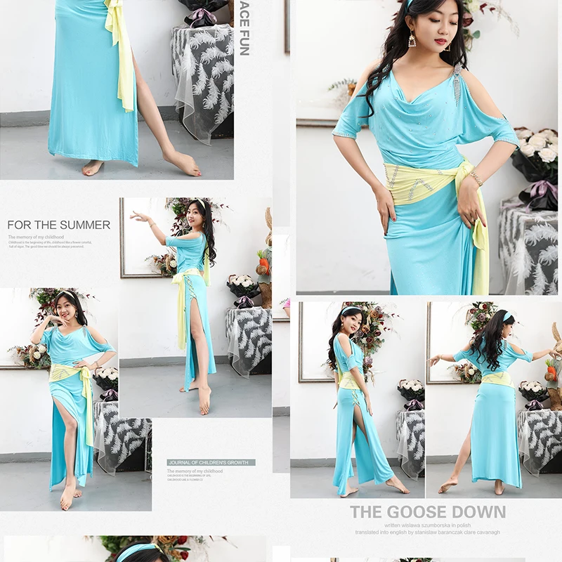 زي الرقص الشرقي للنساء ، بدلة تدريب ، ملابس تدريب ، وشاح رأس ، حزام وتنورة ، أداء مسرحي للكبار ، 3 طقم