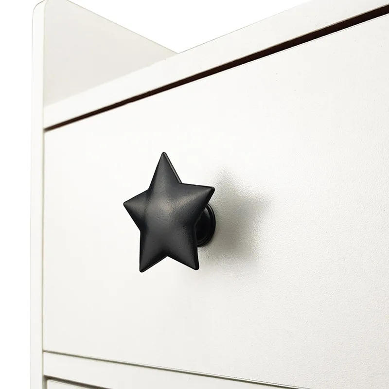 New 50Pcs/Lot Star Shape Drawer Knob Furniture Handle Zinc Alloy Single Hole Cabinet Door Handles For Kitchen Cupboard  Pull