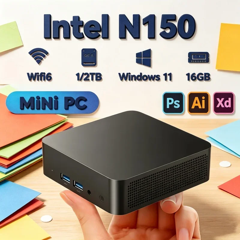 Intel Core N150 Mini Desktop 16GB RAM 1TB 2TB SSD 4K Output WiFi6 BT5.2 Solid Office Home Pro Max