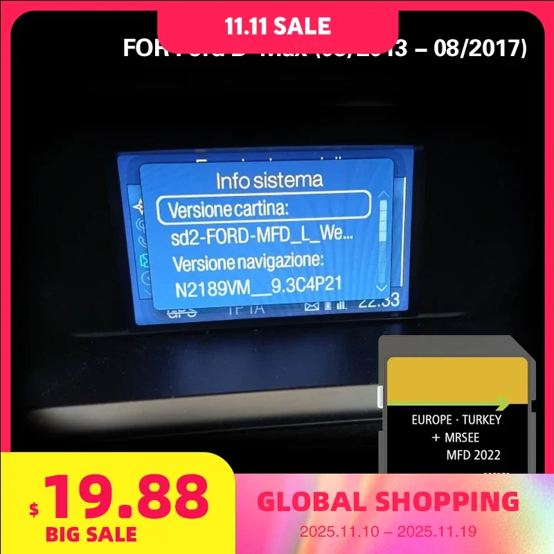 

MFD 2022 Map Sat Nav Update for Ford B-Max 03/2013 - 08/2017 8GB SD Navigation Card