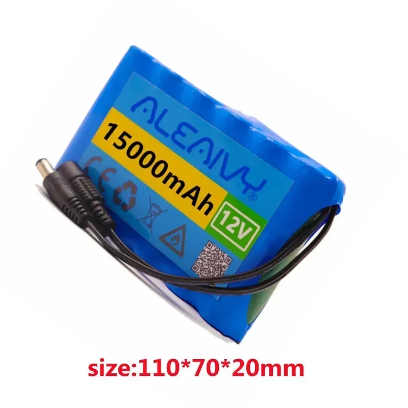 NEW Rechargeable Battery 12V 15000mah 18650 Lithium Battery Pack Capacity DC 12.6V 15Ah CCTV Cam Monitor with Charger