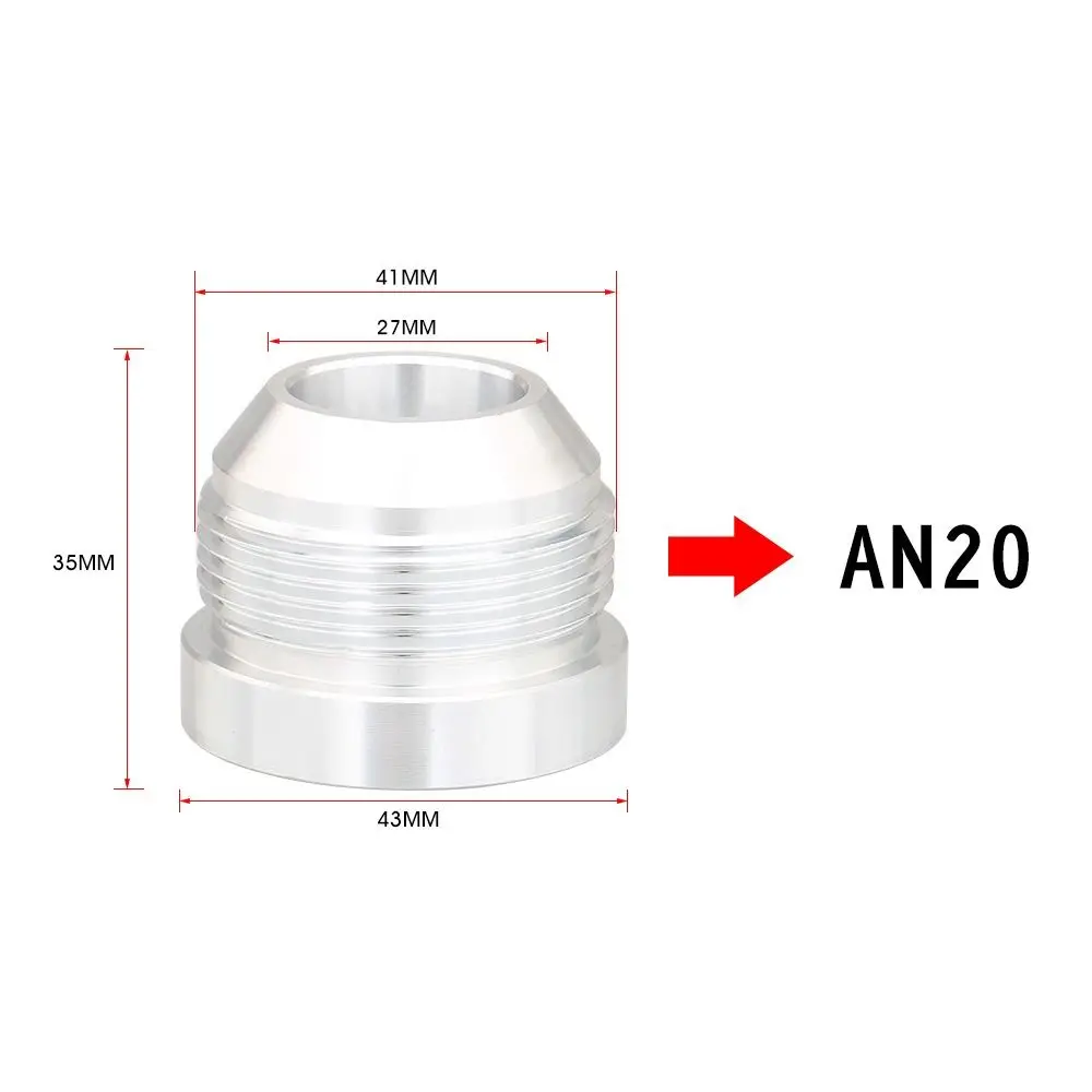 Aluminum Silver Male Aluminium Weld External Thread AN4-AN20 Straight Male Weld Fitting Adapter Silver Round Base