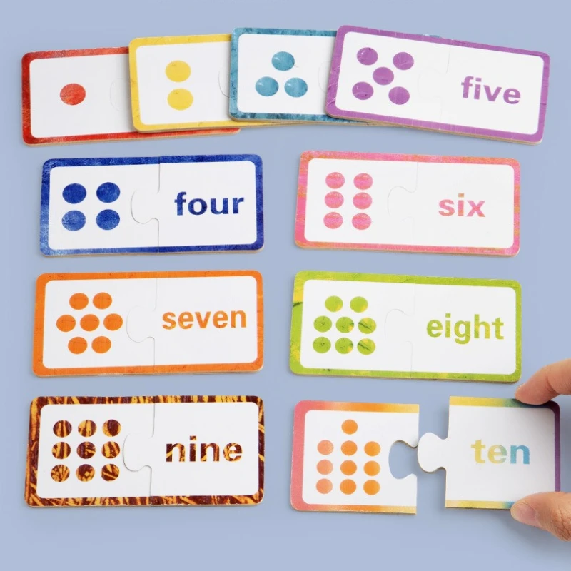 เกมปริศนาจับคู่ตัวเลขดิจิทัลสองด้าน การ์ดเกมตัวเลข 1-10 ของเล่นเสริมพัฒนาการเรียนรู้