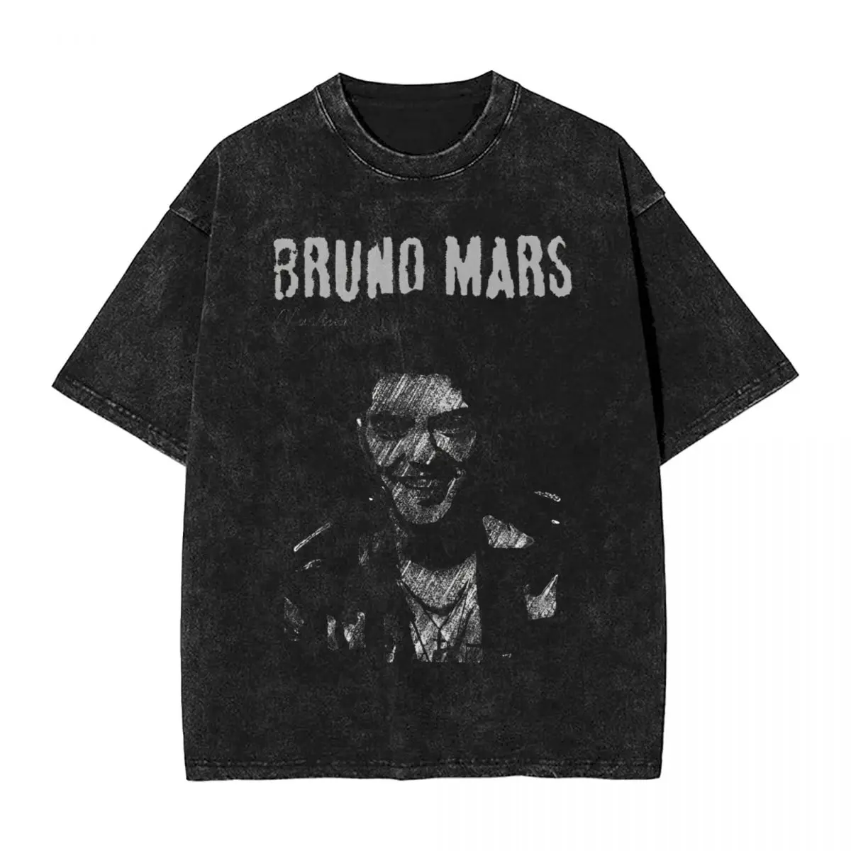 Washed T Shirt Bruno Mars Vintage Rock Metal Guitarist Hip Hop T-Shirt Street Streetwear Cotton Summer Tops Tee Shirt Men Women