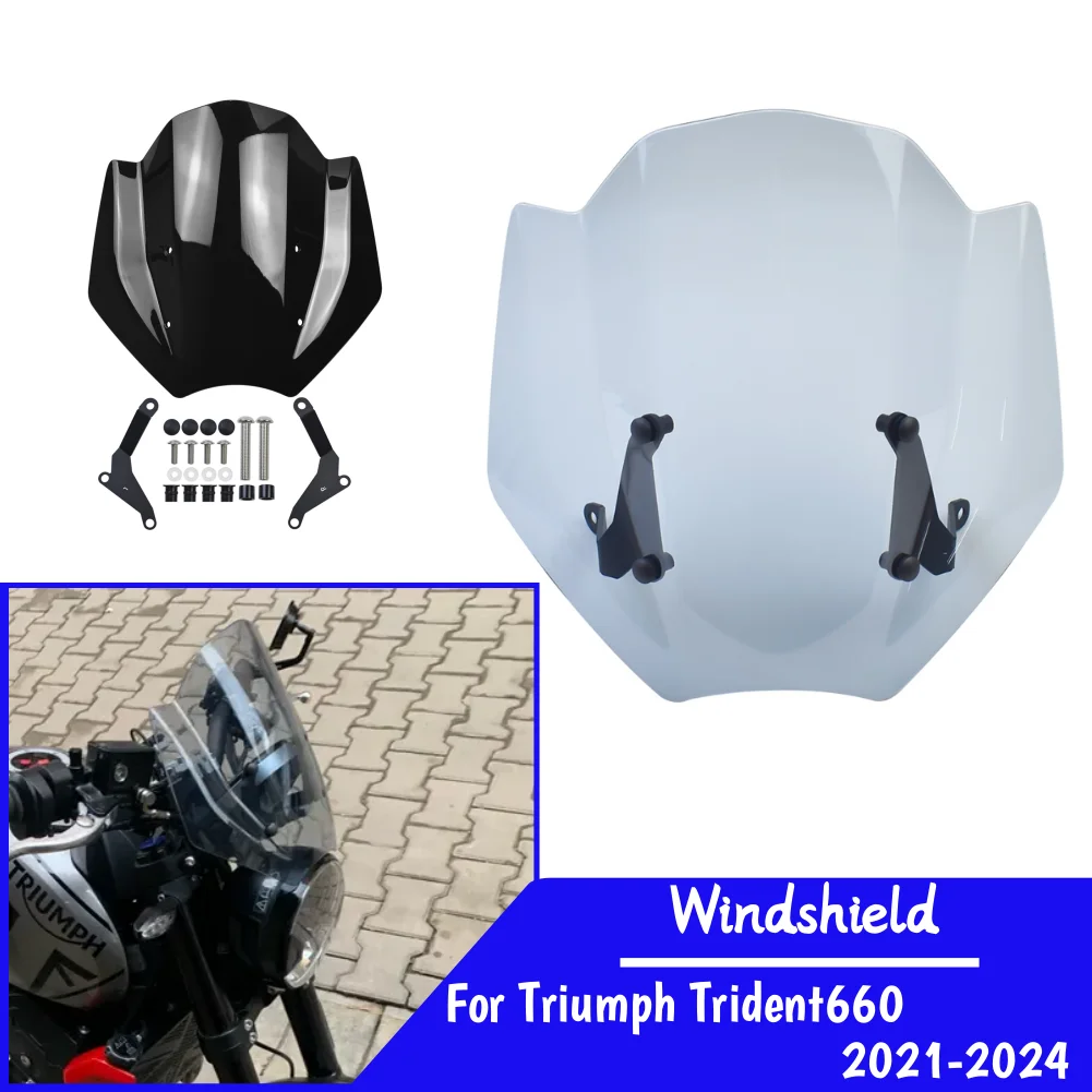 

Motorcycle Windshield Windscreen For Triumph Trident 660 2021-2024 Trident660 Front Wind Shield Screen Air Deflectors Bracket