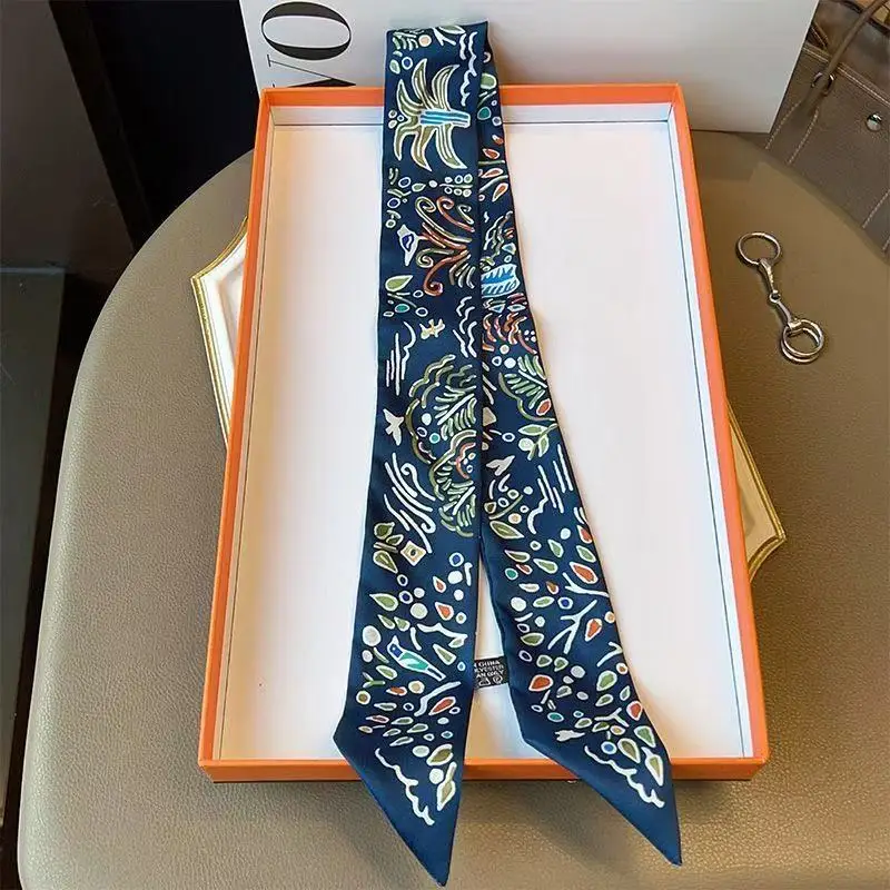 Versatile multifunzionale delle donne twill nastro cravatta borsa manico nastro fascia vendita calda piccola sciarpa sciarpa di seta 5 * 90 cm