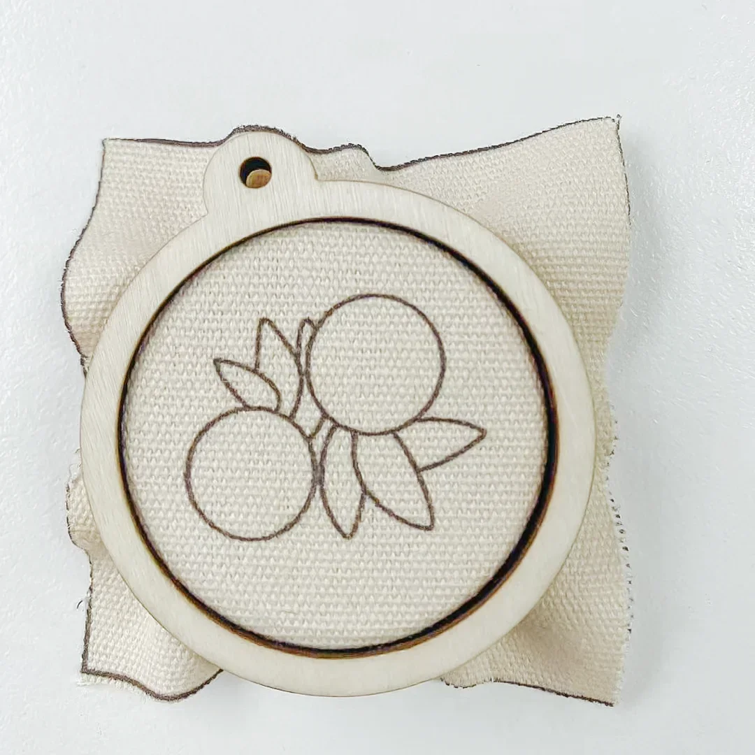Mini Embroidery Keychain Accessory Set Embroidered Ring Frame Wooden Pendant Hand Embroidered DIY Keychain Handmade Material Kit - view 5