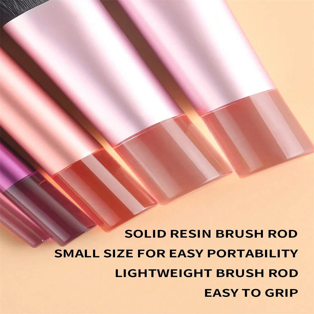 Ensemble de 10 mini pinceaux de maquillage avec poignée portable transparente pour poudre libre, fard à joues, fard à joues, fard à paupières, comprend 4 bouffées